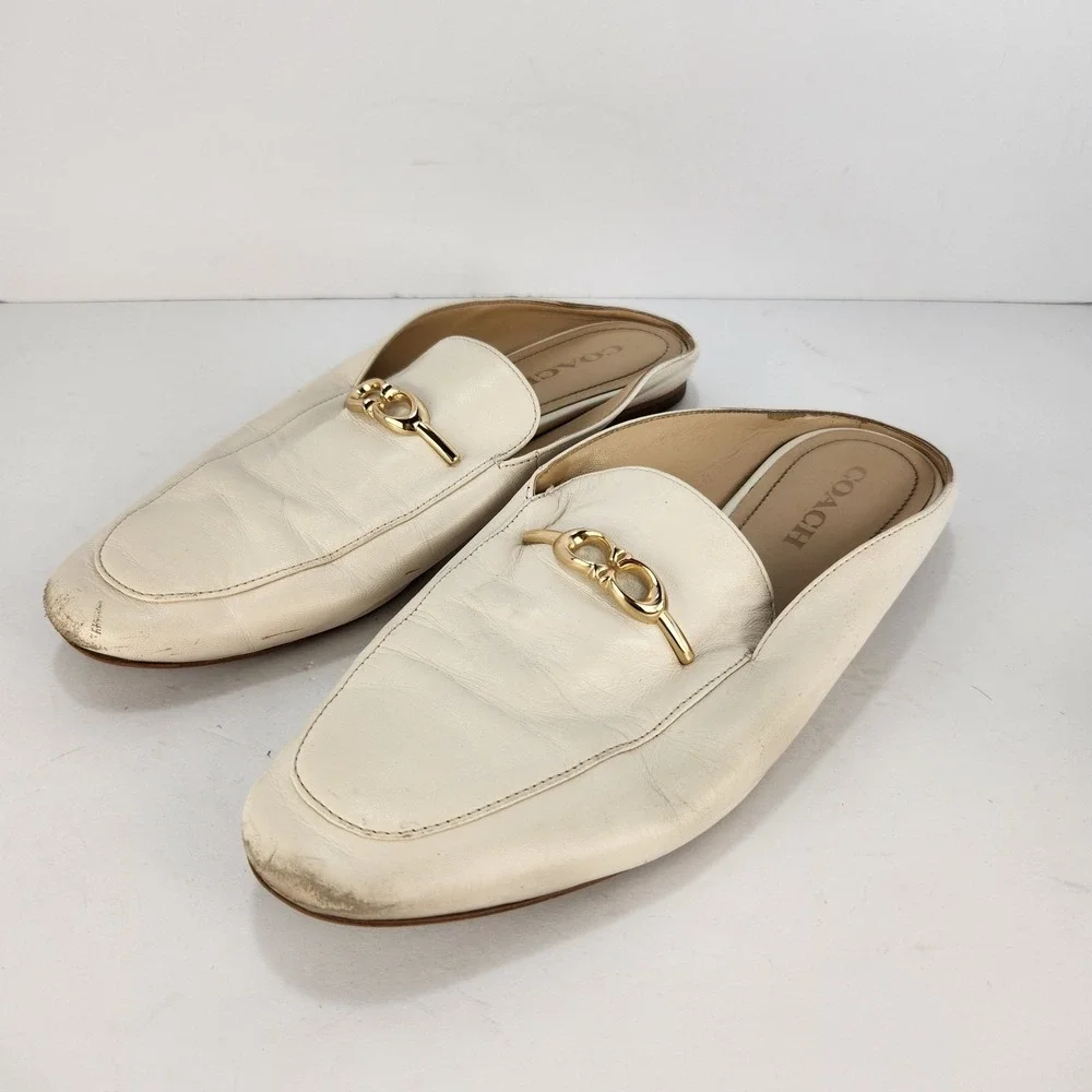 Coach‎ Sienna Slide Women's Classy Old Money Minimalist Ivory Loafers Size 8.5B